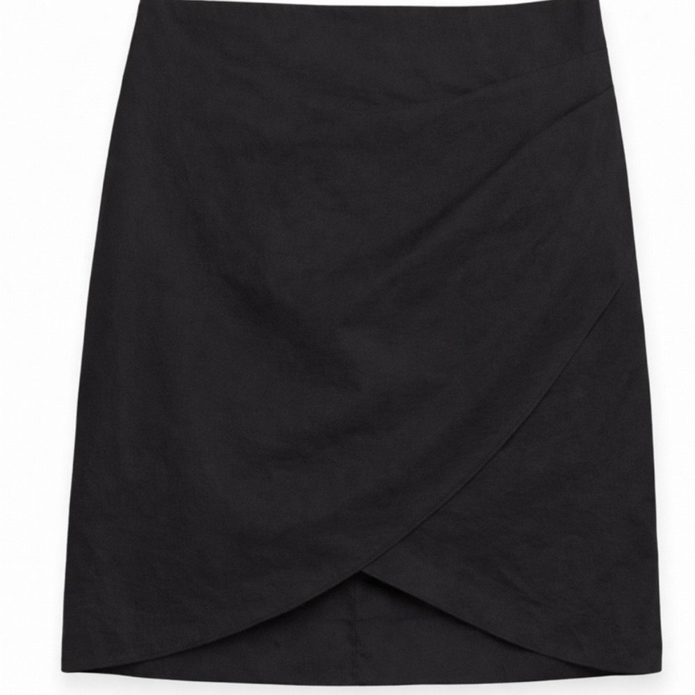 Nicole Miller Collection Black Wrap Mini Skirt High Waist Size 8 NWT MSRP $245